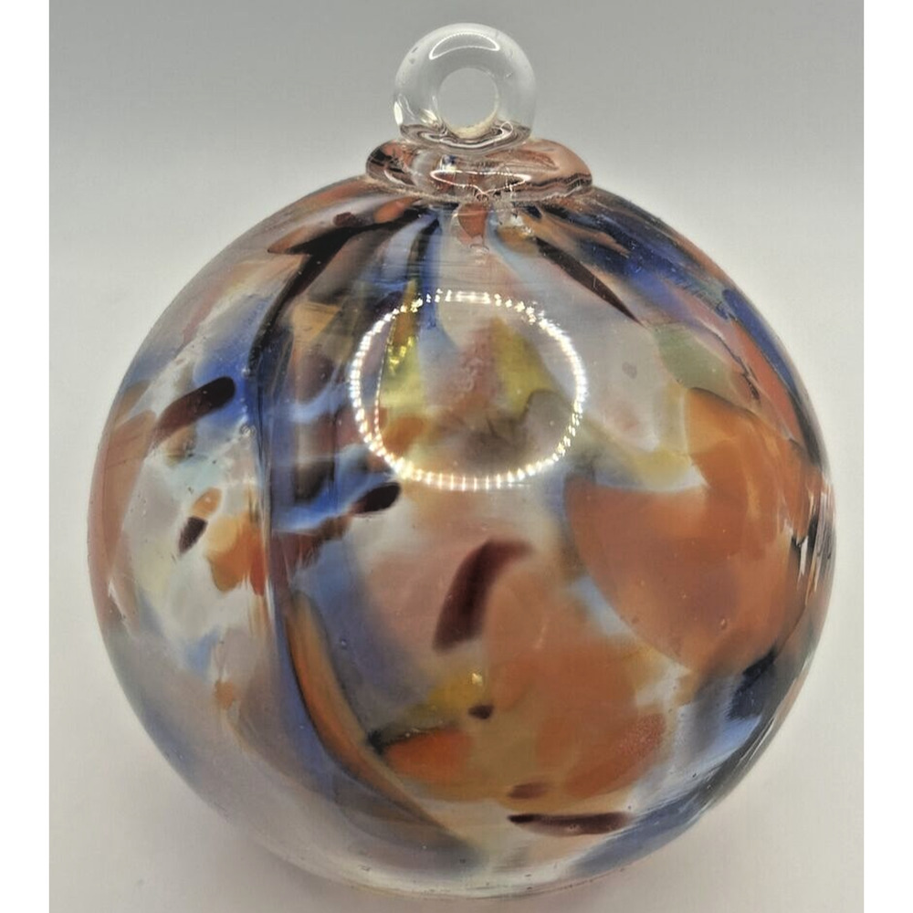 Vintage Art‎ Glass Swirl Blue Orange White Ornament U258/12